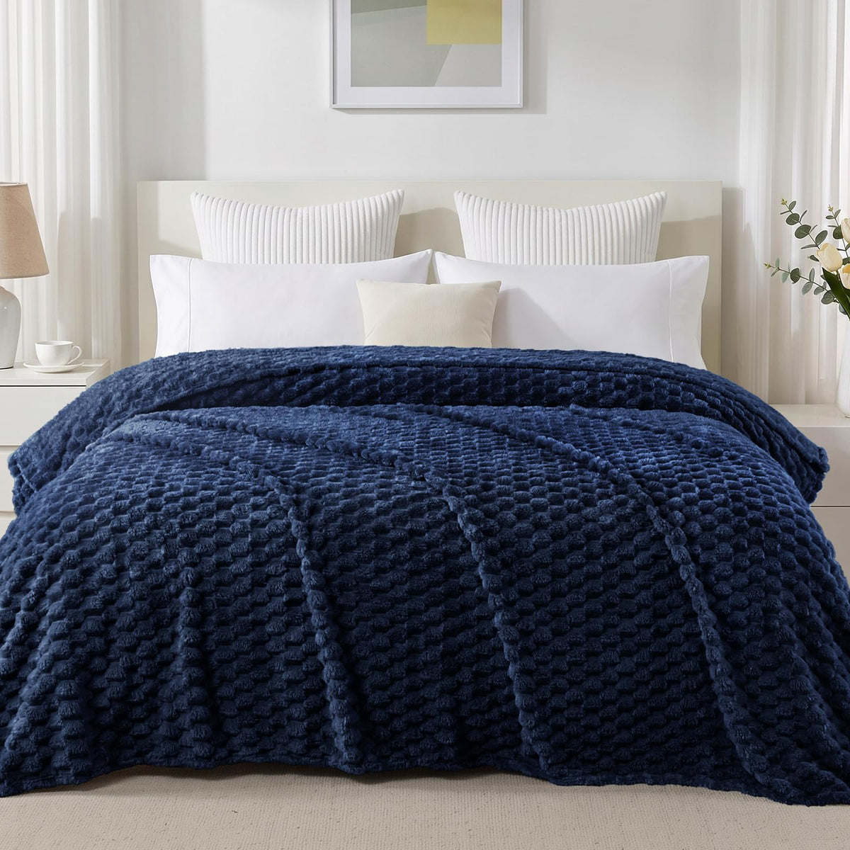 Exclusivo Mezcla 3D Fleece King Size Blanket for Bed, Burnt Orange