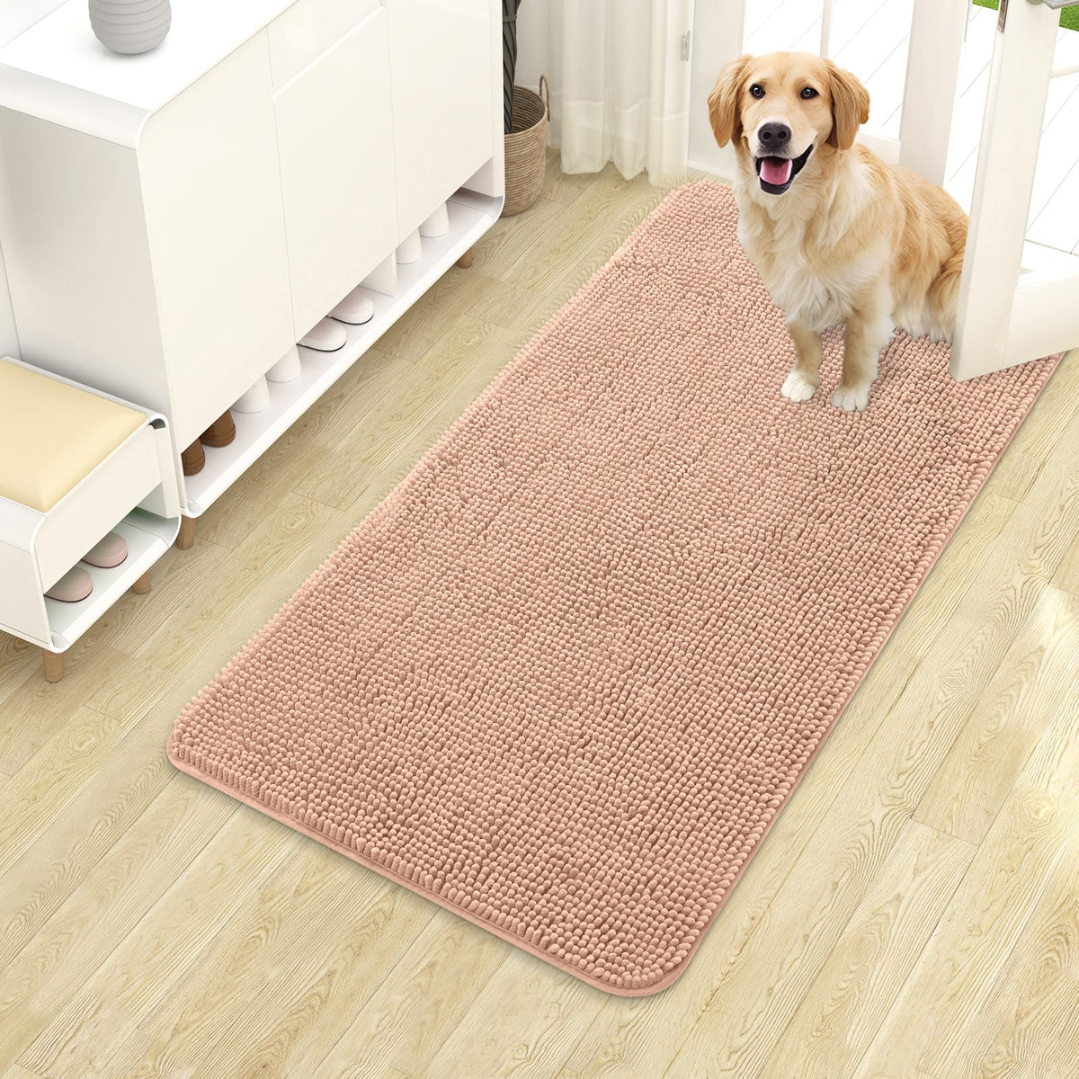 OLANLY Dog Door Mat for Muddy Paws 40x24, Super Absorbent Chenille Mud Mat