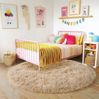 Quntue 6‘x6’ Beige Round Rug for Bedroom, Ultra Soft Fluffy Circle Rug for Kids Girls Boys Room, Cute Shag Rugs for Living Room Playroom Tent Castle Home Decor Rug