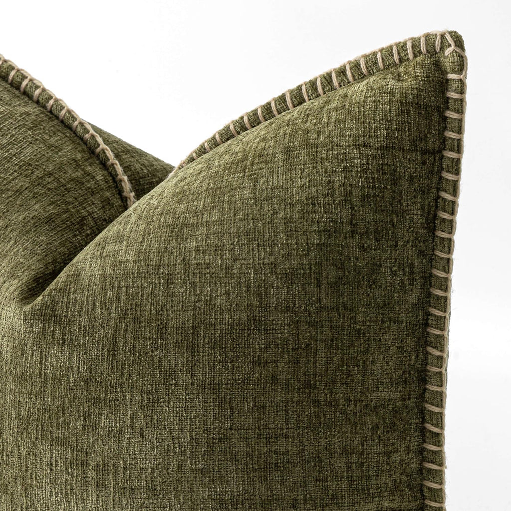 MIULEE Decorative Lumbar Throw Pillow Covers 12x20 Inch Olive Green 2 Pack