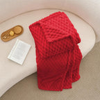 BEDELITE Fleece Throw Blanket for Couch & Bed - 3D Jacquard Decorative Red Blanket, Super Soft and Cozy Warm Fuzzy Blanket All Seasons Suitable, 50x60Inches
