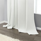 Pitalk Short Linen Textured Blackout Curtains for Kitchen Door 45 Inch Length Bedroom Living Room Bathroom Heat Light Blocking Cute Curtain 45 Inch Long 2 Panel Set Ivory Off White Back Tab Rod Pocket
