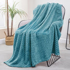 Exclusivo Mezcla Fleece Throw Blanket for Couch and Bed, 50x70 Inches Soft Cozy Jacquard Flannel Blankets, Lightweight Fuzzy Plush Warm Throws for Women, Slate Blue