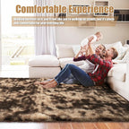 Shag Area Rug for Bedroom 5x8,Fluffy Area Rugs for Living Room,Soft Fuzzy Rug Non-Shedding Indoor Plush Carpet for Kids Bedroom Nursery Dorm Home Decor,Tie-Dyed Coffee