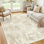RELEANY Washable 6'x9' Abstract Area Rug for Living Room Cream Beige