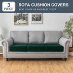 Couch Cover Stretch Velvet Sofa Cushion Cover 3-Piece - Elastic Washable Slipcover for Seat or Backrest, Couch Seat Covers for Sofas (Christmas Green)