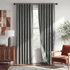 RYB HOME 100% Blackout Linen Textured Curtains 84 inches Long, Thermal Insulating Privacy Energy Saving for Bedroom Living Room Window Office Theater Baby Nursery, W 52 x L 84 in, Grey, 2 Panels