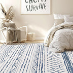 Nakagishi Boho 5x7 Area Rug Living Room Rugs Machine Washable Navy Blue