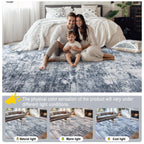 PLHXFR 8x10 Area Rug Living Room: Abstract Washable Carpet Grey Blue