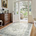 Lofus 6x9 Area Rugs for Living Room, Machine Washable Non-Slip Area Rug, Low Pile Large Rugs for Bedroom, Kitchen, Dining Room, Home Office, Vintage Oriental Print Rug, Taupe Grey