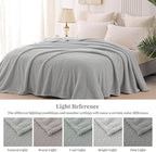 Whale Flotilla Queen Size Fuzzy Fleece Blanket for Bed, 90x90 Inch Fluffy Warm Soft Jacquard Blankets for All Season, Lightweight and Cozy, Light Grey