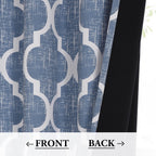 Beauoop Moroccan 100% Blackout Curtains Bedroom Blue 50x63 2 Panels