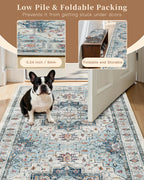 Madane Washable Area Rug 2x3 Small Entryway Rugs Non-Slip, Blue