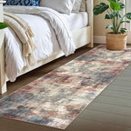 IOHOUZE Abstract Runner Rug 2x7 Ft Washable Runners for Hallways, Non Slip Kitchen Runner Printed Faux Wool Entryway Runners Indoor, Modern Abstract Floor Carpet for Hall Kitchen Bedroom, Red/Multi