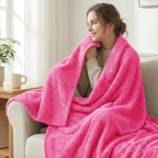 Exclusivo Mezcla Fleece Bed Blanket Twin Size, Super Soft and Warm Blankets for Couch, Sofa and Bed Waffle Textured, Cozy, Fuzzy and Lightweight (Hot Pink, 90x66 Inches)