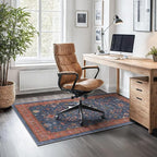 Large 3x5 Kitchen Rug Non Slip Machine Washable, Throw Rugs for Entryway Indoor, Floor Mat, Home Office Under Chair - Stain Resistant Non Skid Rubber Backing, Tribal Farmhouse Décor (3x5 Navy Blue)