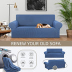 KEKUOU Stretch Loveseat Sofa Cover Slipcover,Couch Covers for 2 Cushion Couch Sofa (55"-78") Furniture Protector Sofa with Elastic Bottom for Kids,Dog. Jacquard Small Checked (Medium,Riverside)