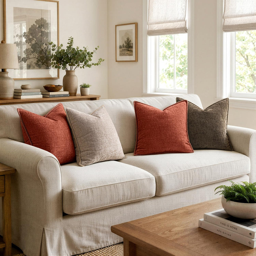 MIULEE Decorative Couch Throw Pillow Covers 20x20 Inch Taupe 2 Pack