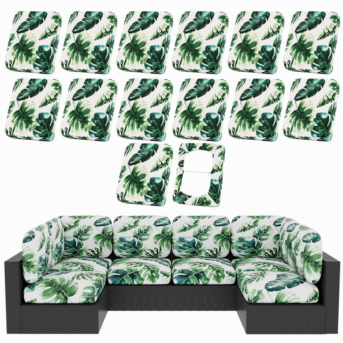 hyha 12Pcs Patio Cushion Covers, Stretch Outdoor Couch Cushion Covers
