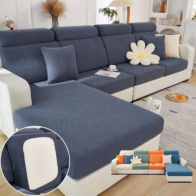 VFUX Soothing Home Sofa Covers, Sofa Hero Covers, Wear-Resistant Universal Couch Covers Washable Stretch Sectional Couch Cushion Covers (Metal Grey,Back Cover M)