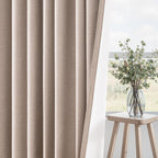 96 inch long blackout window curtains 2 Panels for bedroom 100% Black out Linen texture Curtain Vintage Farmhouse Drapes with Back Tab Rod Pocket Pinch pleated Thermal Insulated Panel for Living Room