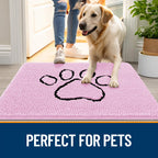 OLANLY Dog Door Mat for Muddy Paws 36x24, Paw Print Design Chenille Mud Mat