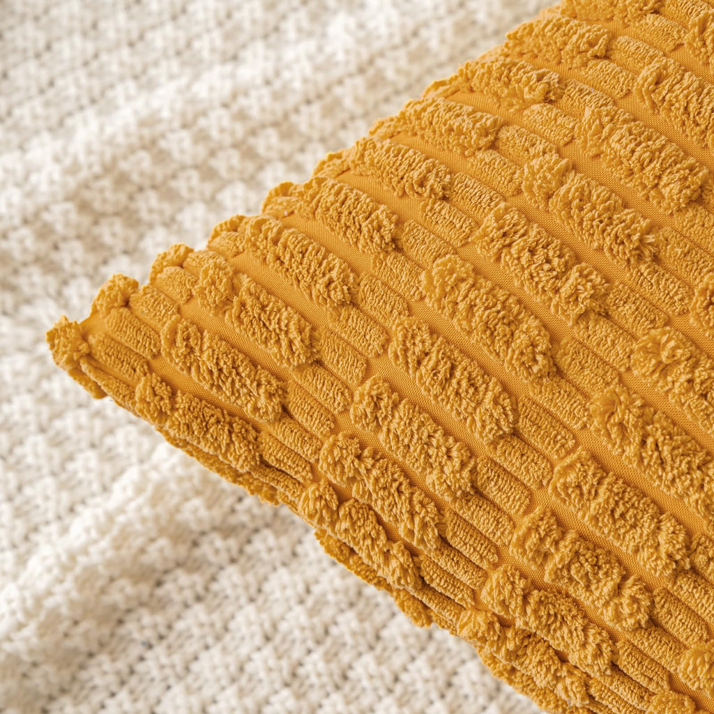 MIULEE Corduroy Decorative Throw Pillow Covers 16x16 Gold Yellow Pack of 2