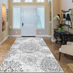 HEBE Washable Area Rug - 3'x5' Non Slip Soft Distressed Medallion Bedroom & Living Room Accent Throw Vintage Entry Floor Carpet for Dining Room & Bathroom Entryway