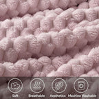 BEDELITE Fleece Twin Blankets for Couch & Bed - 3D Jacquard Decorative Lotus Pink Blanket, Super Soft and Cozy Warm Fuzzy Blanket All Seasons Suitable, 60x80Inches