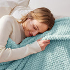 Whale Flotilla Twin Size Fuzzy Fleece Blanket for Bed, 60x80 Inch Fluffy Warm Soft Jacquard Blankets for All Season, Lightweight and Cozy, Light Blue