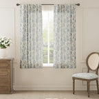 jinchan Linen Floral Curtains for Living Room with Printed Flower 63 Inches Long Light Filtering French Country Back Tab Rod Pocket Blue Window Curtain Set Farmhouse Drapes 2 Panels Blue