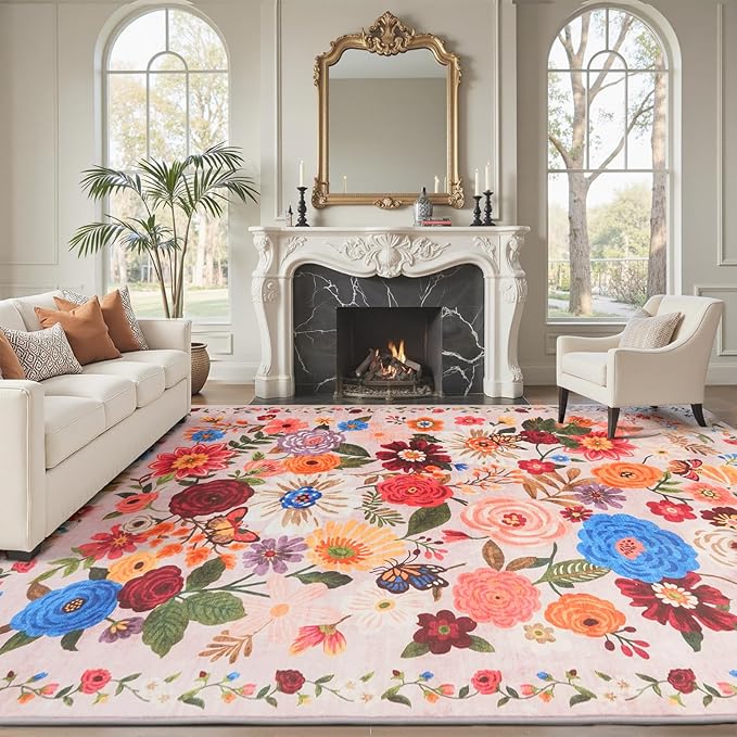 Babovid Blush Area Rug 6x9 for Living Room Bedroom