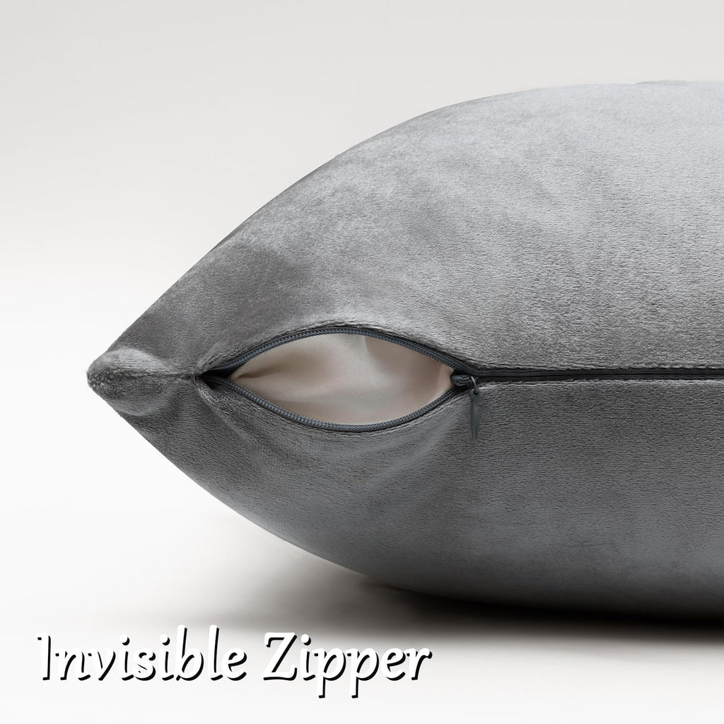 GIGIZAZA Dark Grey Velvet Throw Pillow Covers 18x18 Pack of 2