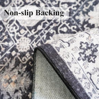4x6 Living Room Area Rugs: Washable Non-Slip Boho Decorative Rugs for Bedroom Nursery Low Pile Neutral Small Carpet for Kitchen Dining Room Non-Shedding Floor Mat for Kids Room Office (4x6，Black)