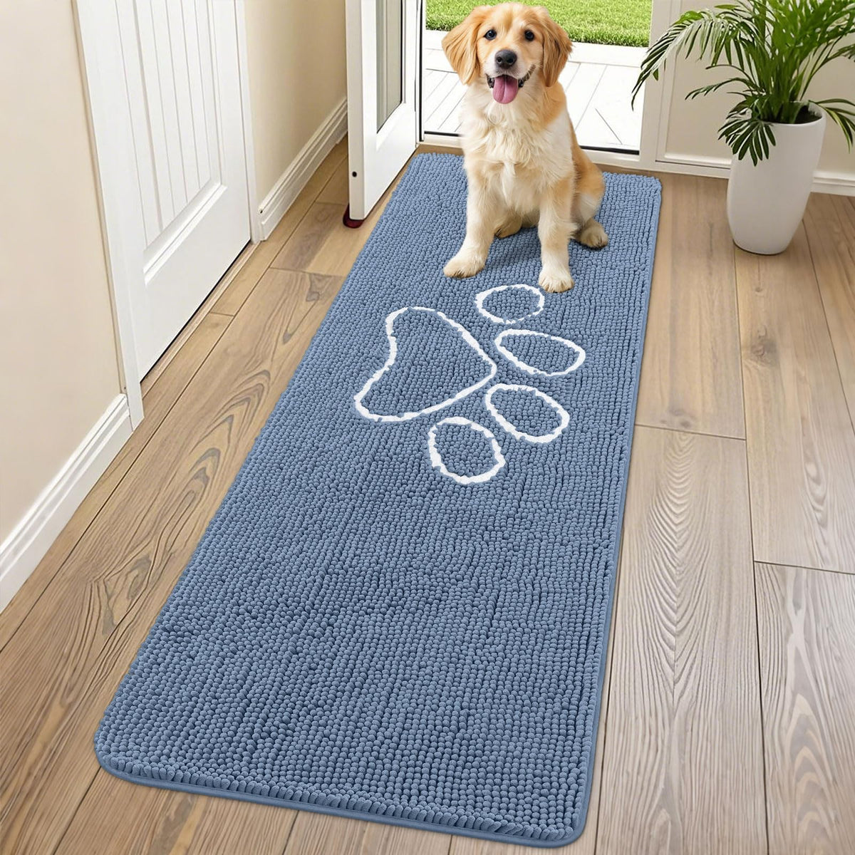 Smiry Dog Door Mat for Muddy Paws, Absorbent Non Slip Dirt Trapper, 70x24