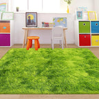 Green Tie-Dyed Rug for Bedroom 4x6 Fluffy Area Rug Mat Bedside Throw Rug for Living Room Kids Room Boys Teens Nursery Baby Dorm Office Home Decor Aesthetic Carpets