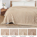 Exclusivo Mezcla Striped Fleece Throw Blanket for Couch, Sofa, Bed, 50"x60"