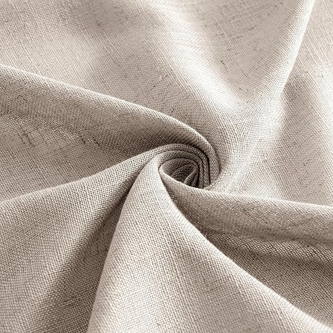 MIULEE Natural Linen Curtains 63 Inch Length 2 Panels for Bedroom Living Room, Soft Linen Textured Window Drapes Semi Sheer Light Filtering Back Tab Rod Pocket Farmhouse Modern Burlap Look Decor