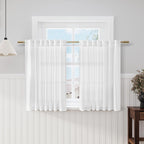 Nanspring White Kitchen Curtains 36 Inch Length Set 2 Panel Back Tab Pocket Semi Sheer Light Filtering Short Drapes Linen Farmhouse Curtain Tiers for Cafe Bathroom Basement Small Window 52x36