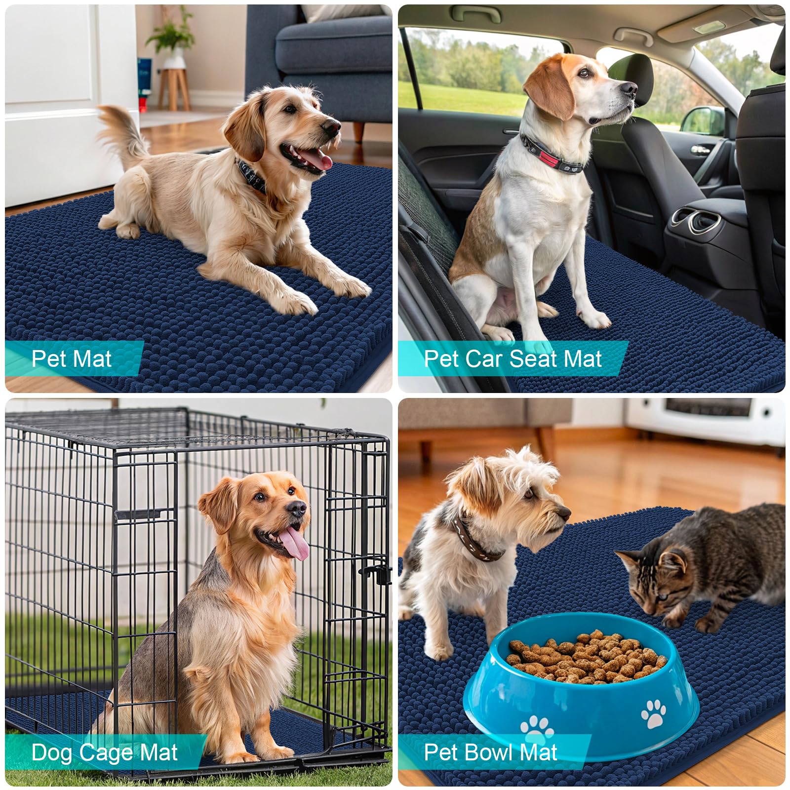 OLANLY Dog Door Mat for Muddy Paws 50x30, Super Absorbent Chenille Mud Mat