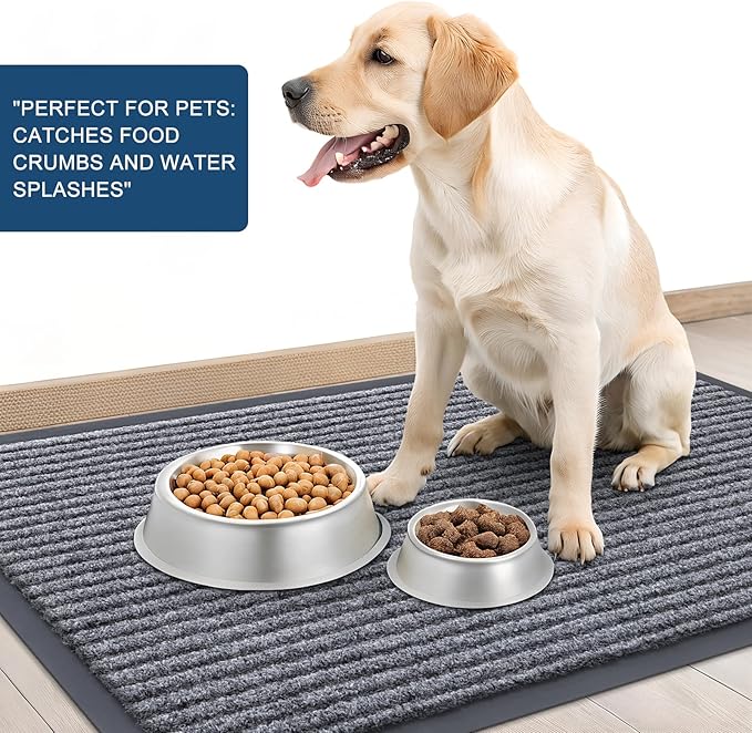 OLANLY Front Door Mat Indoor Outdoor Entrance, 2-Pack 71 x 47 Inch, Waterproof Heavy Duty Doormat, Fade Resistant, Low Profile, Easy Clean Patio Porch Welcome Floor Mats for Entry, Light Gray