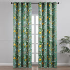 Topfinel 80 Inches Long Custom Sage Green Luxury Curtains for Living Room Bedroom, Blackout Vintage Victorian Curtains Floral Lemon Hummingbird Printed Grommet Drape 80 Inch Length