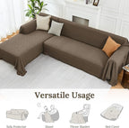 HOMERILLA Sectional Couch Covers for Sectional Sofa L Shaped Sofa Cover Blanket 2 Pieces L Shape Furniture Protector for Pets Dogs (Taupe, X-Large)