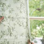 jinchan Linen Floral Curtains for Living Room 96 Inch Long Sage Green Printed Flower French Country Curtain Farmhouse Cottage Core Toile Curtains Back Tab Light Filtering Window Drapes Set 2 Panels