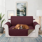 Reversible Loveseat Sofa Covers Couch Cover Furniture Protector(Loveseat,Burgundy/Camel)
