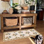 Front Door Mat Indoor Entrance - 2x4.3 Ft Floral Washable Layered Doormat Outdoor Entrance Spring Porch Rug Non-Slip Beige Boho Runner Rug for Kitchen Hallway Bedroom Laundry Room Porch Decor