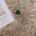 Latepis 8ft Round Light Brown Beige Rugs for Bedroom Fluffy Shag Large Circle Throw Rugs for Living Room Washable Faux Sheepskin Fur Plush Rug Home Decor