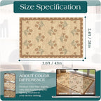 Floral Outdoor Rug - 28" x 43" Front Door Mat Indoor Outside Entrance Non-Slip Washable Outdoor Mat Jute-Look Tan Scalloped Rug for Entryway Kitchen Mudroom Layered Doormat for Front Porch