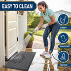 Smiry Front Door Mat Outside Entrance, Heavy Duty Natural Rubber Doormat, Non Slip, Trap Dirt and Moisture, Easy Clean, Low Profile Welcome Floor Mats for Indoor Outdoor Entry, 70x46.5 Inch, Grey
