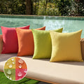 MIULEE Pack of 4 Decorative Outdoor Throw Pillow Covers Linen Waterproof Pillow Covers Summer Farmhouse Cushion Cases for Patio Garden Tent Balcony Couch Sofa 18x18 Inch Red/Green